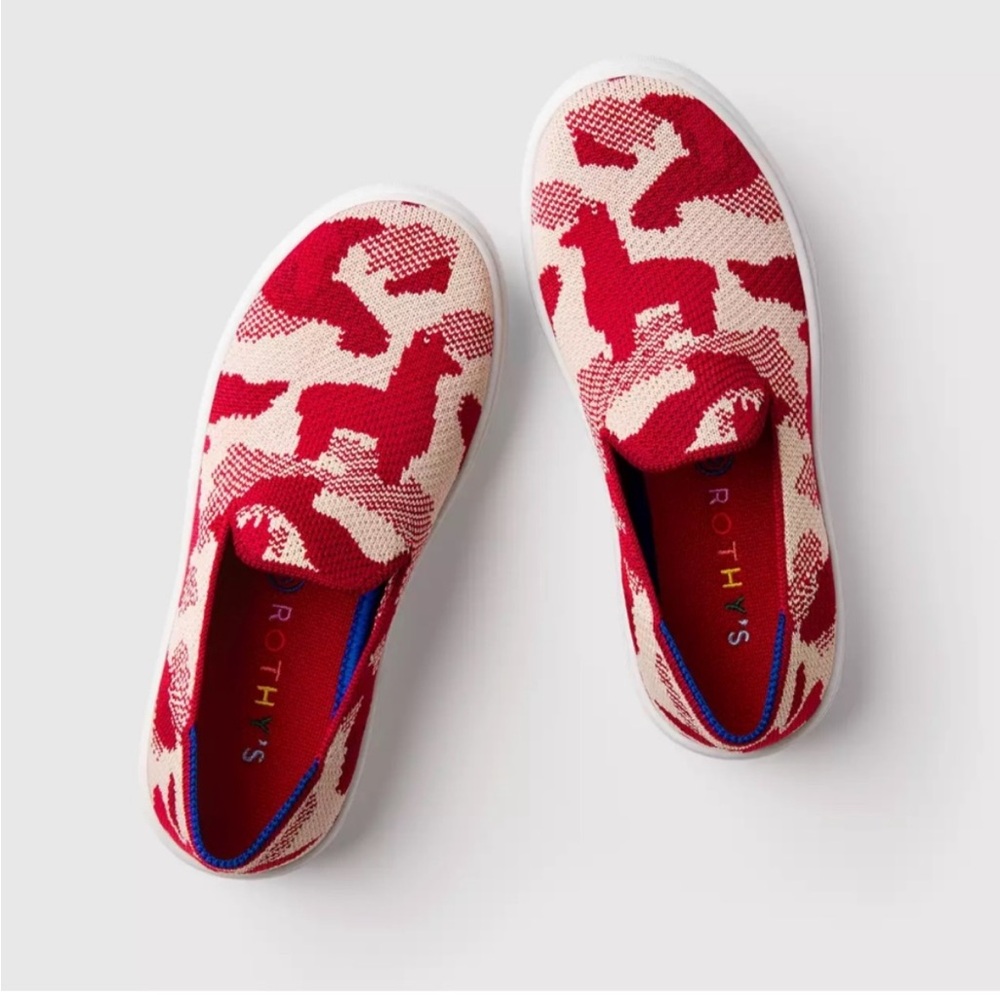 Rothy's Red and Cream Kids Sneakers